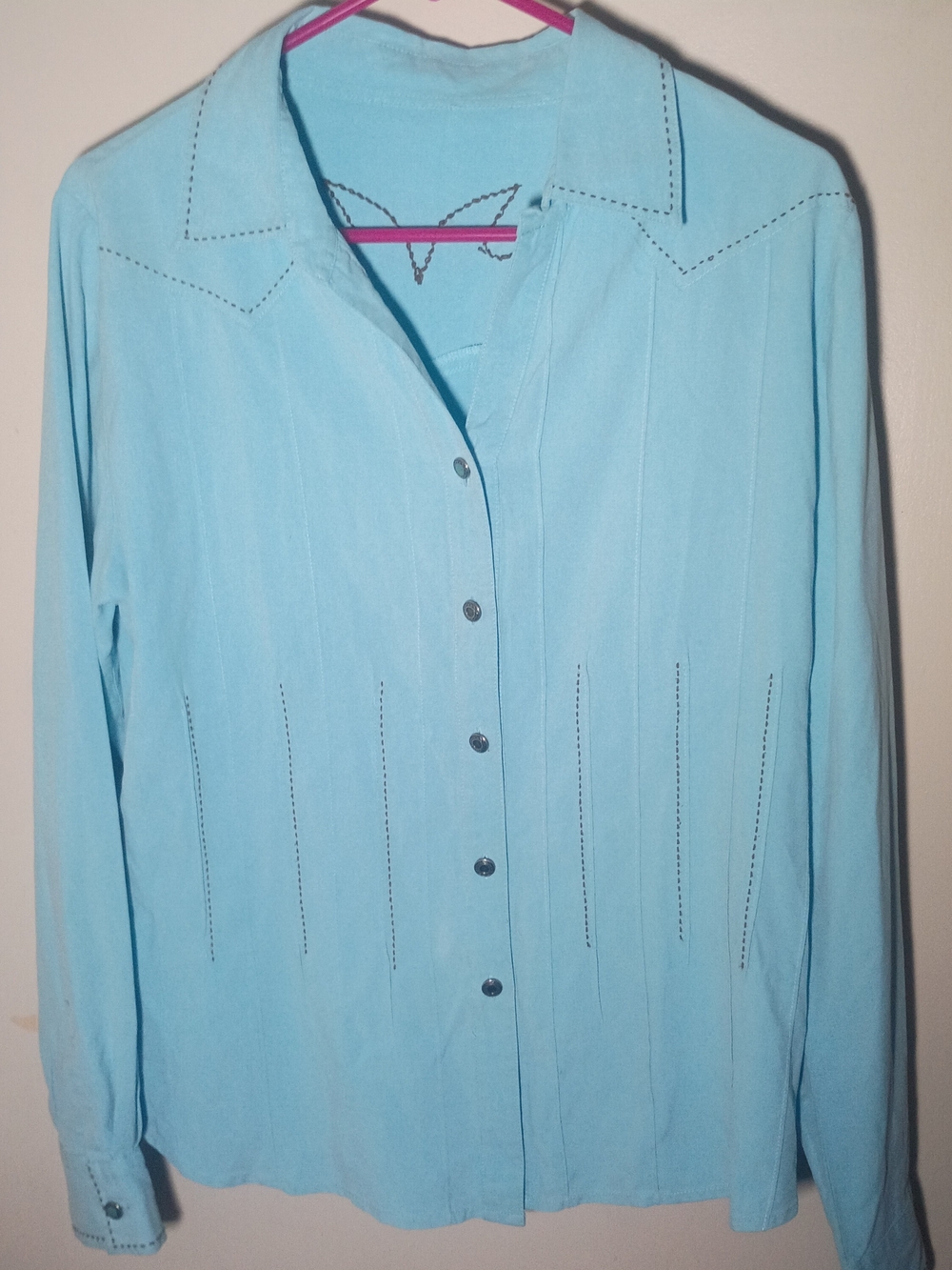 Tasha Polizzi Light Blue Button-Front Western Shirt